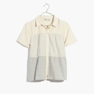 Madewell x The New Denim Project® Stripe-Mix Seamed Button-Down Shirt - XS